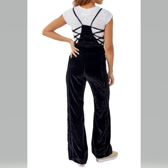 Free People 90s Forever Overall Crushed Velvet Size M - Picture 3 of 11